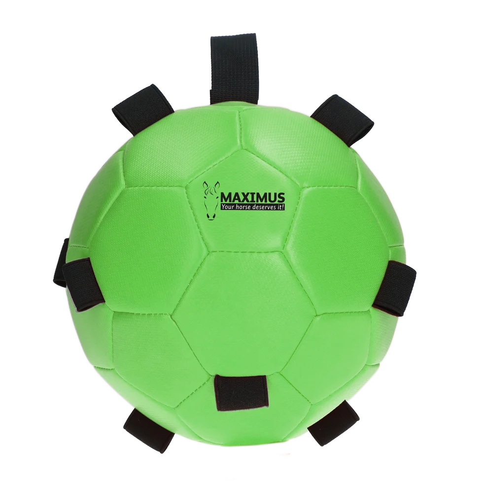 Minge de joacă pentru cai cu benzi elastice, 19 cm, verde – Excellent Horse Fun Play Ball - imagine 2