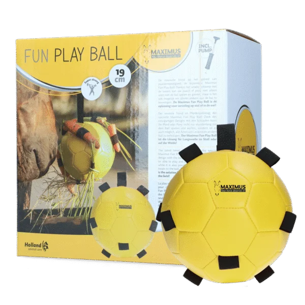 Minge de joacă pentru cai cu elastice, 19 cm, galbenă – Excellent Horse Fun Play Ball