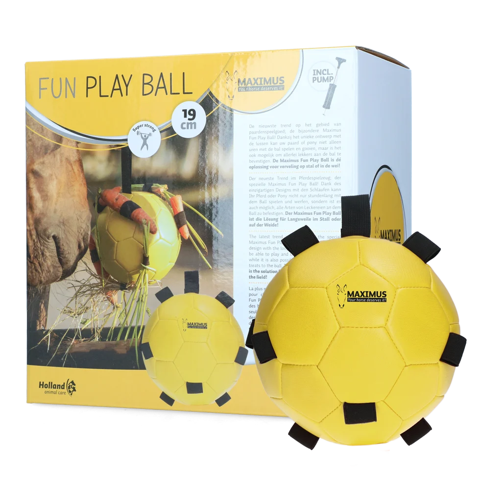 MAXI5304.png Minge de joacă pentru cai cu elastice, 19 cm, galbenă – Excellent Horse Fun Play Ball - imagine 1
