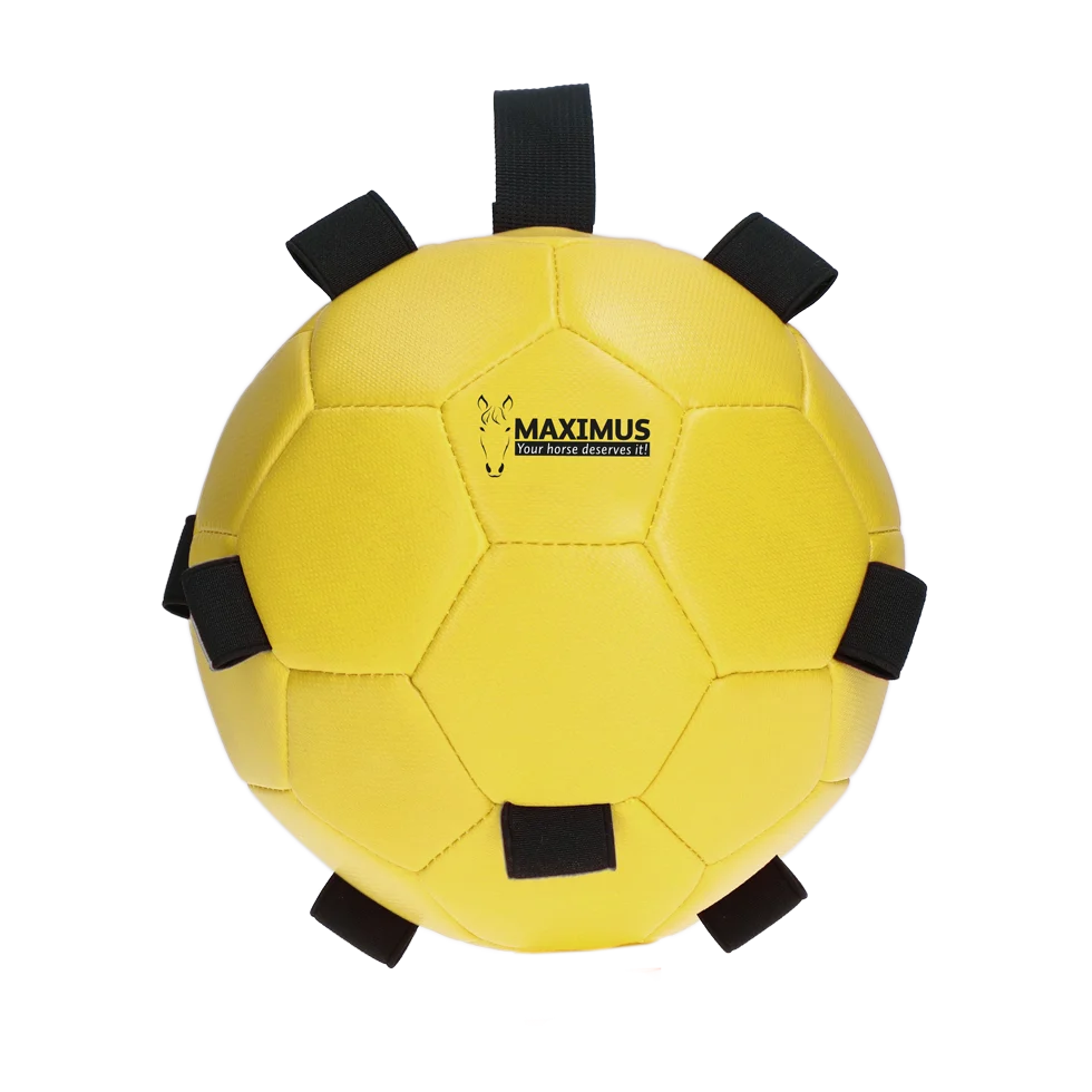 Minge de joacă pentru cai cu elastice, 19 cm, galbenă – Excellent Horse Fun Play Ball - imagine 2