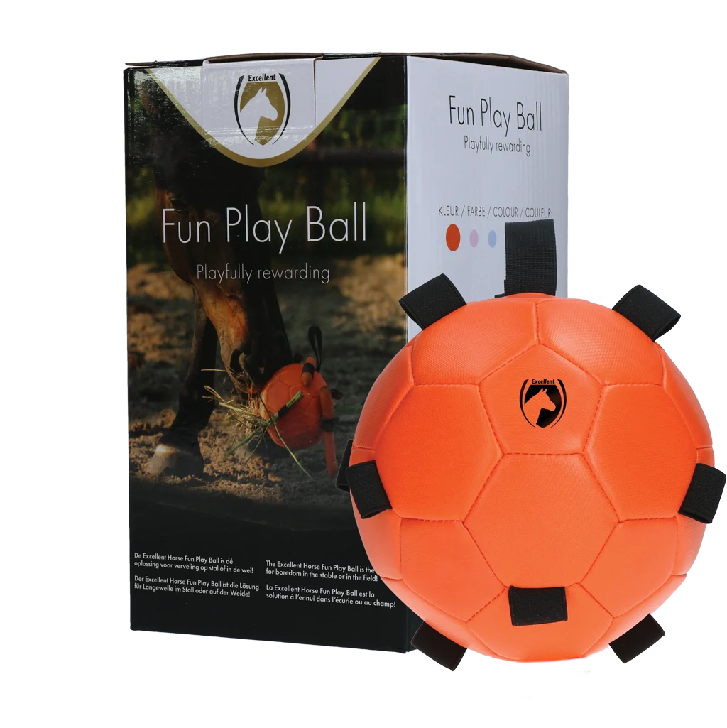 Minge de joacă pentru cai cu elastice, 19 cm, portocalie – Excellent Horse Fun Play Ball - imagine 1