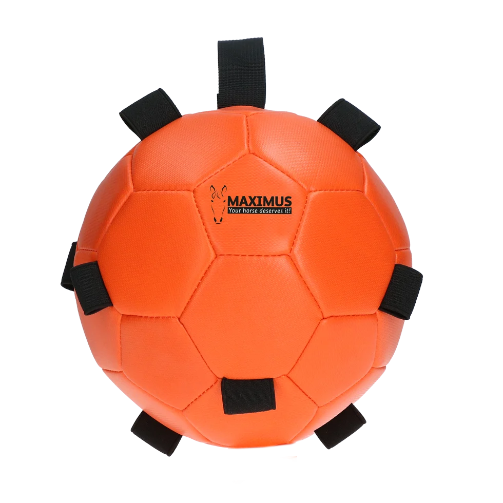 Minge de joacă pentru cai cu elastice, 19 cm, portocalie – Excellent Horse Fun Play Ball - imagine 2