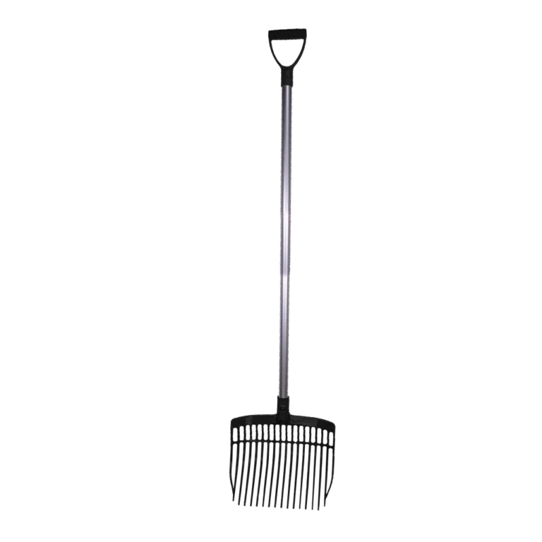 Furcă din plastic pentru gunoi de grajd, cu coadă din aluminiu, 115 cm, neagră – Vplast