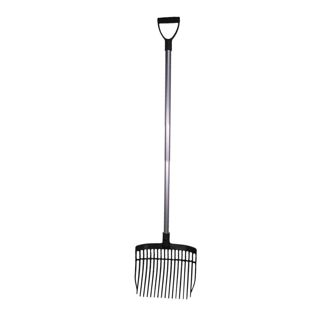 Furcă din plastic pentru gunoi de grajd, cu coadă din aluminiu, 115 cm, neagră – Vplast - imagine 1