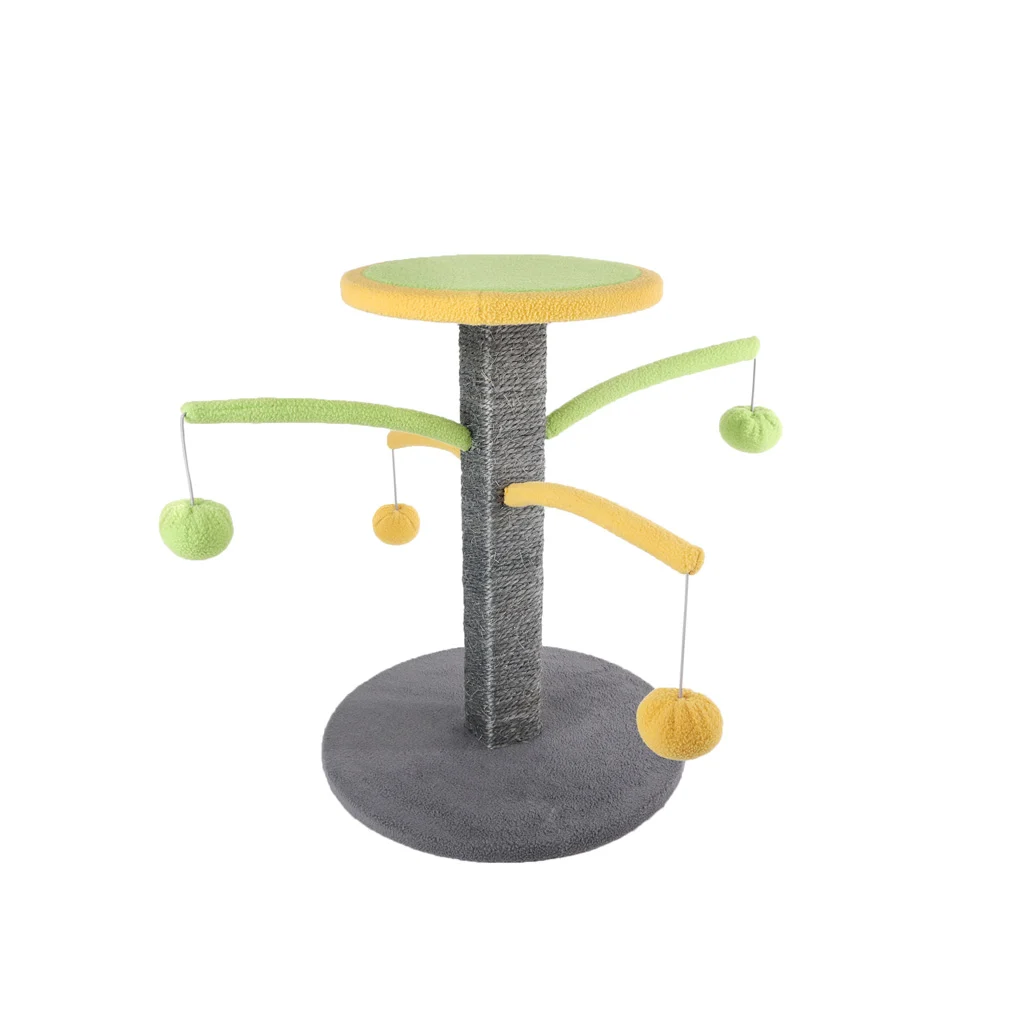 Stâlp de zgâriat cu frânghie din sisal și mingi de joacă – Minus One Cat Furniture - imagine 1