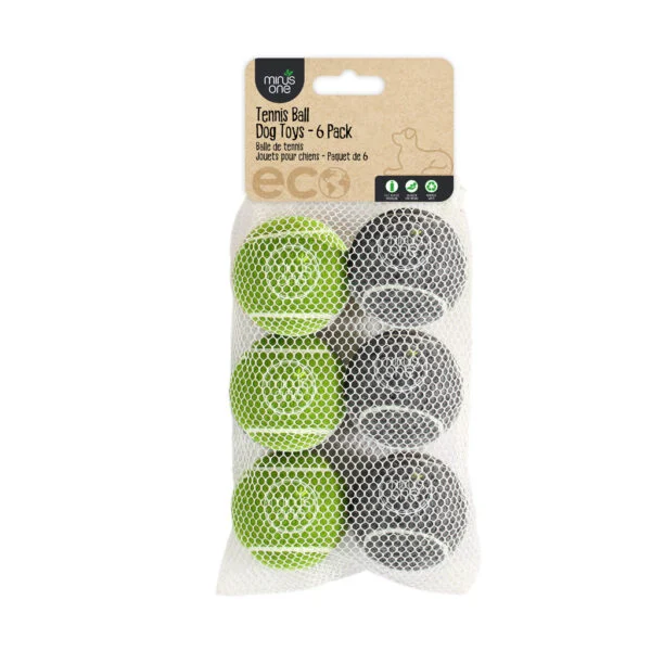 Mingi de tenis pentru câini, set de 6 – Minus One Bouncy Tennis Ball Dog Toys