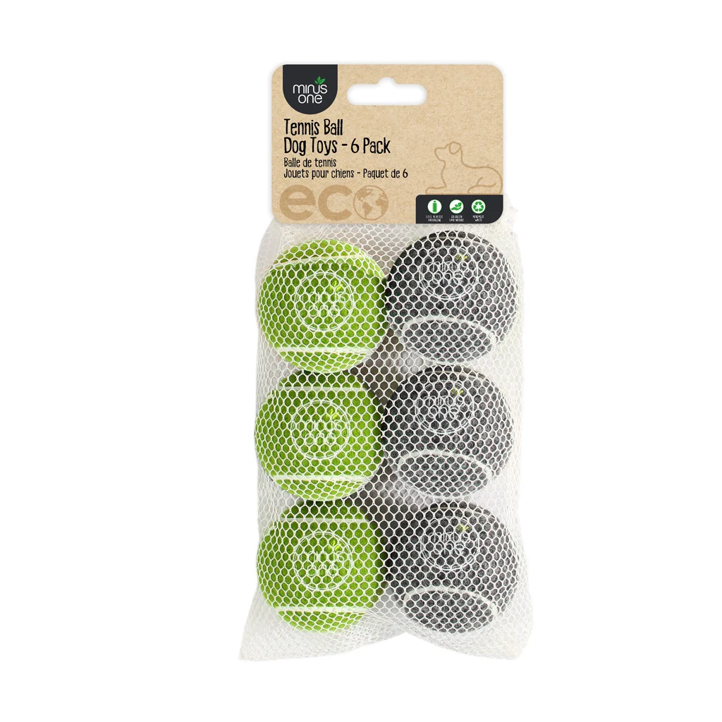 Mingi de tenis pentru câini, set de 6 – Minus One Bouncy Tennis Ball Dog Toys - imagine 1