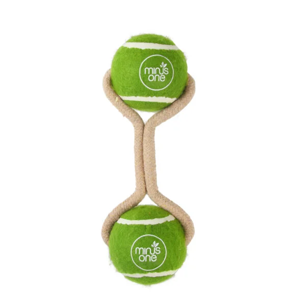 Mingi de tenis cu frânghie, 2 bucăți – Minus One Dog Tennis Ball Rope Toy Double Meadow
