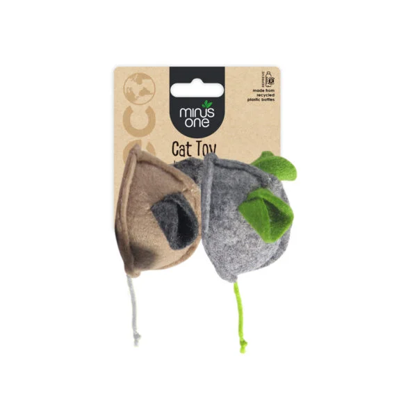 Șoricei de jucărie pentru pisici, din fetru și cu iarbă mâței, 2 bucăți – Minus One Felt Cat Toys Mouse 2-pack