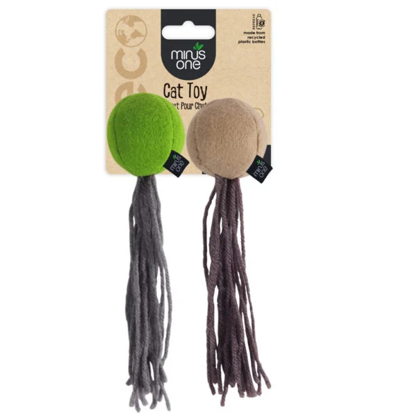 Mingi pentru pisici din pâslă și cu iarba mâței, 2 bucăți – Minus One Felt Cat Toys Balls 2-pack