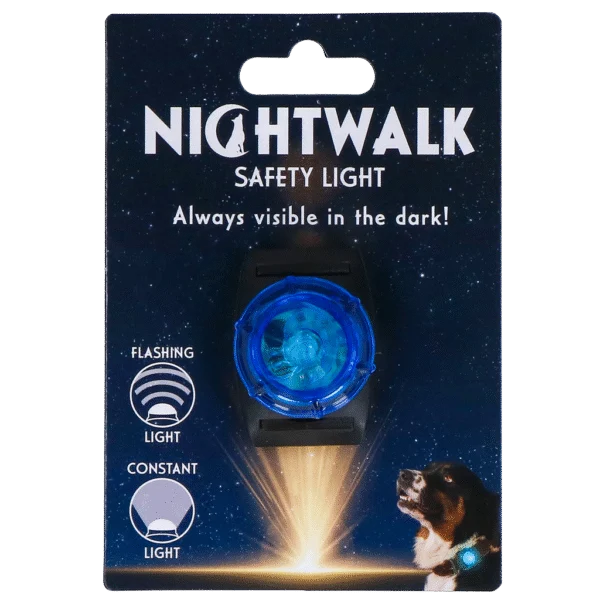 Lumină de siguranță pentru zgarda câinelui, albastră, 2 moduri de iluminare – Nightwalk Safety Light