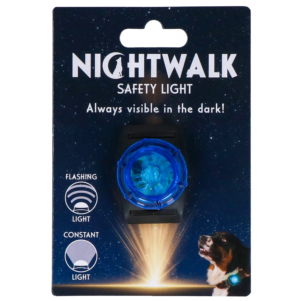 Lumină de siguranță pentru zgarda câinelui, albastră, 2 moduri de iluminare – Nightwalk Safety Light - imagine 1