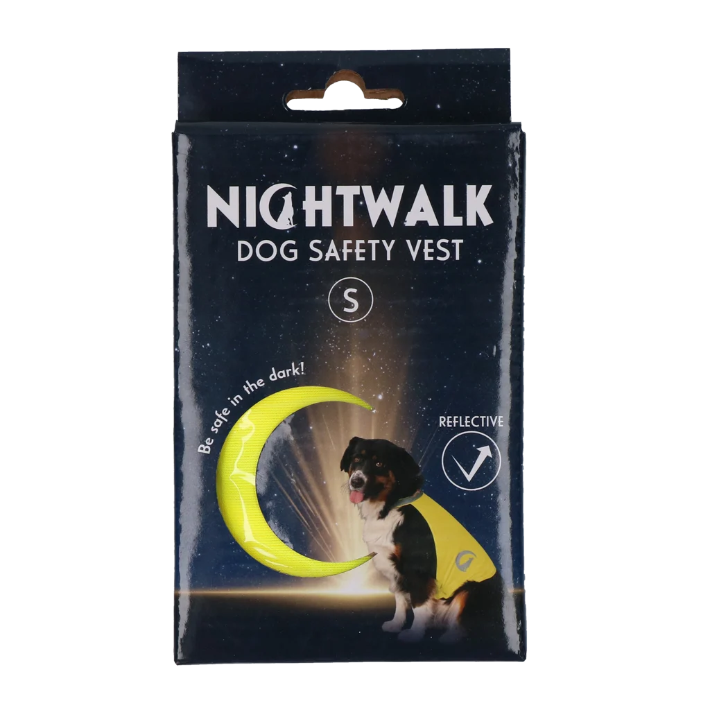 Vestă de siguranță pentru câini cu detalii reflectorizante și închidere cu arici, galbenă, mărimea S – Nightwalk Safety Vest - imagine 1