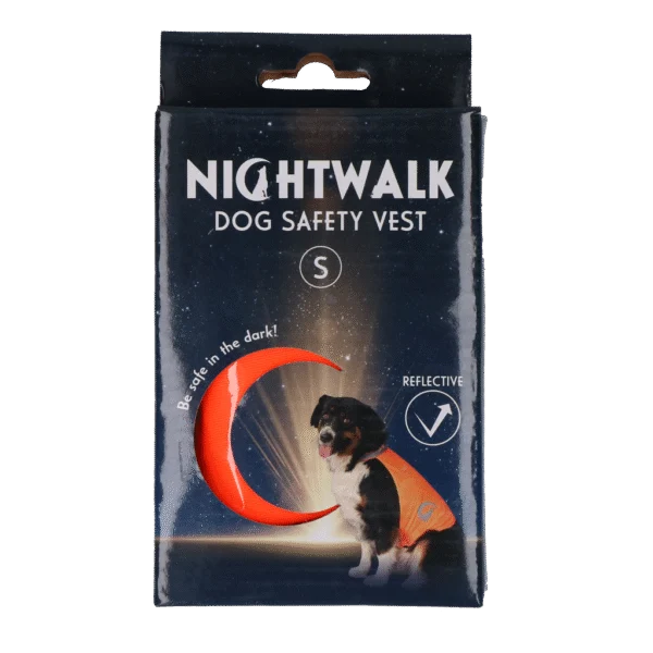 Vestă de siguranță pentru câini, cu detalii reflectorizante și închidere cu arici, portocalie, S – Nightwalk Safety Vest