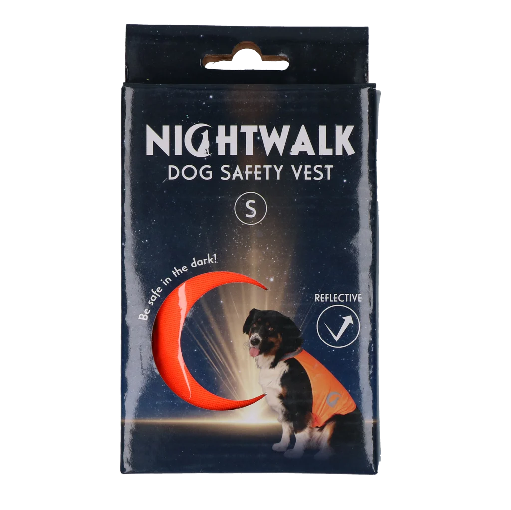 Vestă de siguranță pentru câini, cu detalii reflectorizante și închidere cu arici, portocalie, S – Nightwalk Safety Vest - imagine 1