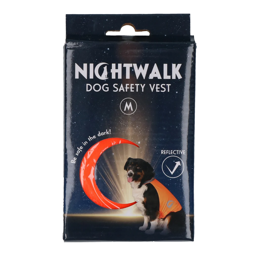 Vestă de siguranță pentru câini, cu detalii reflectorizante și închidere cu arici, portocalie, M – Nightwalk Safety Vest - imagine 1