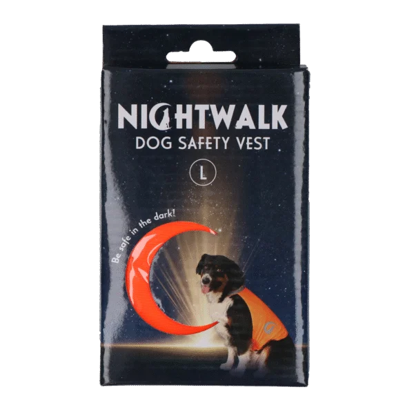 Vestă de vizibilitate pentru câini, cu detalii reflectorizante și închidere cu arici, portocalie, L – Nightwalk Safety Vest