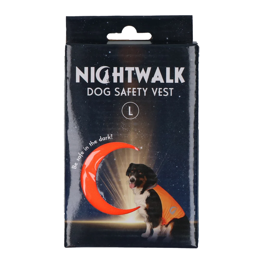 Vestă de vizibilitate pentru câini, cu detalii reflectorizante și închidere cu arici, portocalie, L – Nightwalk Safety Vest - imagine 1