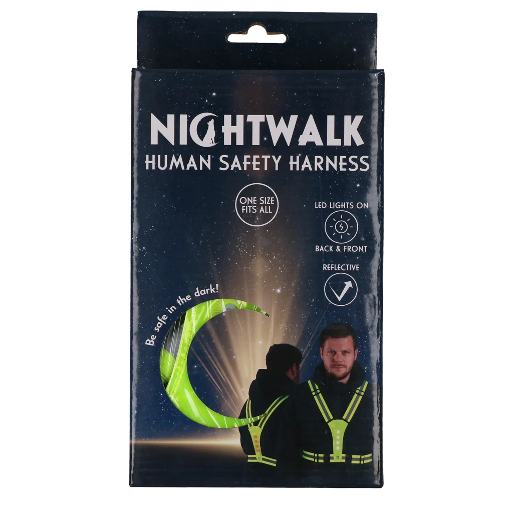 Ham de siguranță cu iluminare LED, reglabil, galben – Nightwalk Human Safety Harness - imagine 1