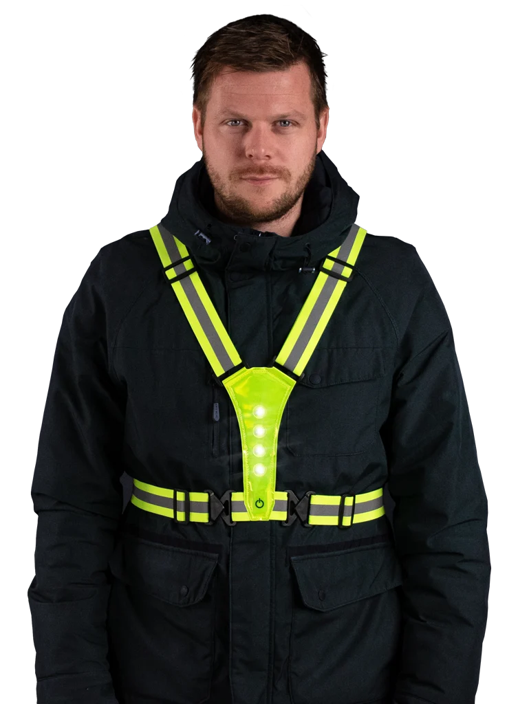 Ham de siguranță cu iluminare LED, reglabil, galben – Nightwalk Human Safety Harness - imagine 3