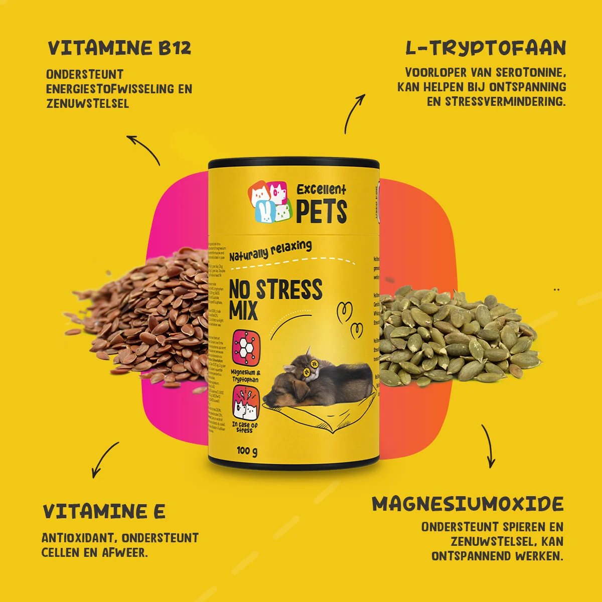 Pulbere suplimentară pentru câini și pisici în situații de stres, 100 g – Excellent Pets No Stress Mix - imagine 6