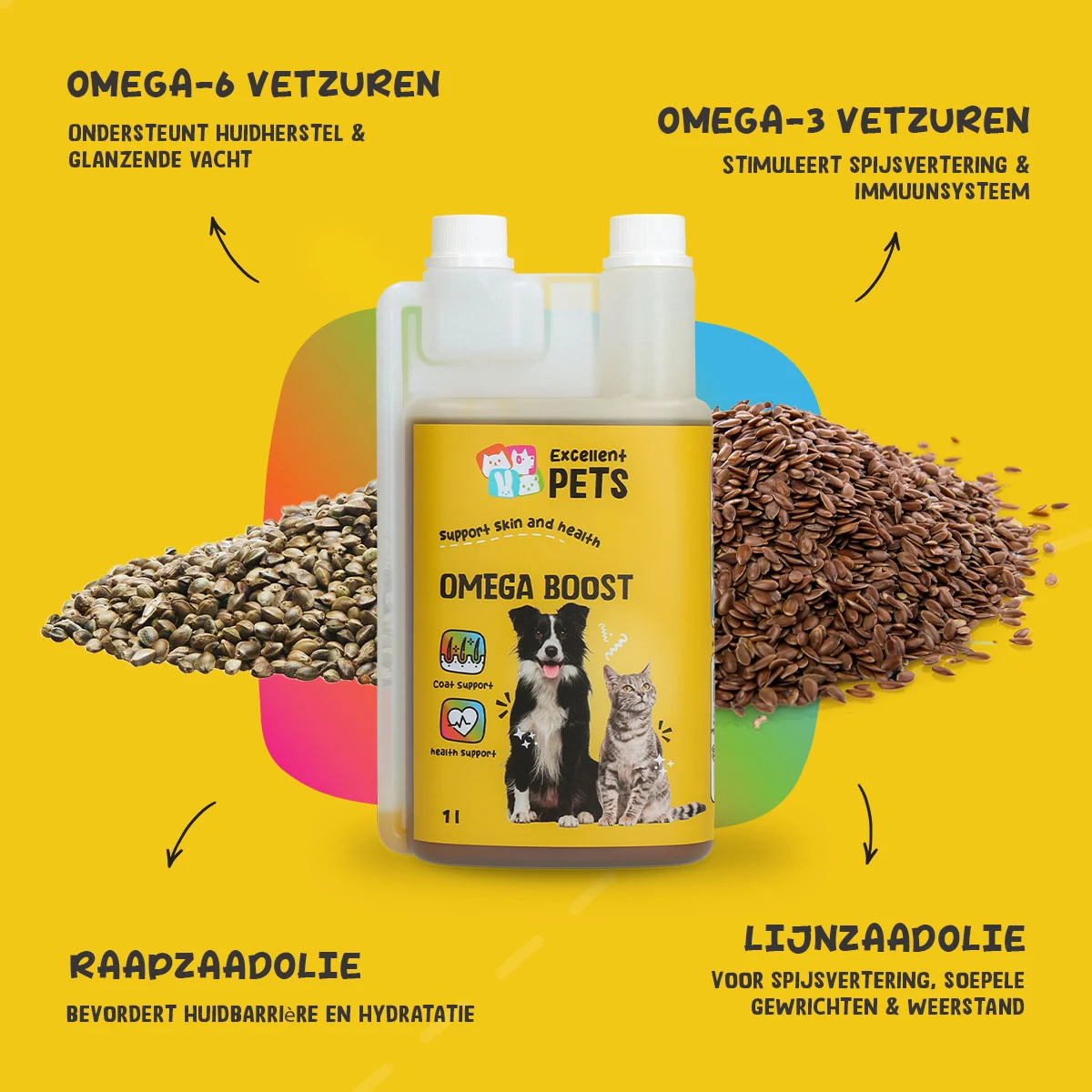 Ulei Omega pentru câini cu uleiuri vegetale, 1 l – Excellent Pets Omega Boost - imagine 5