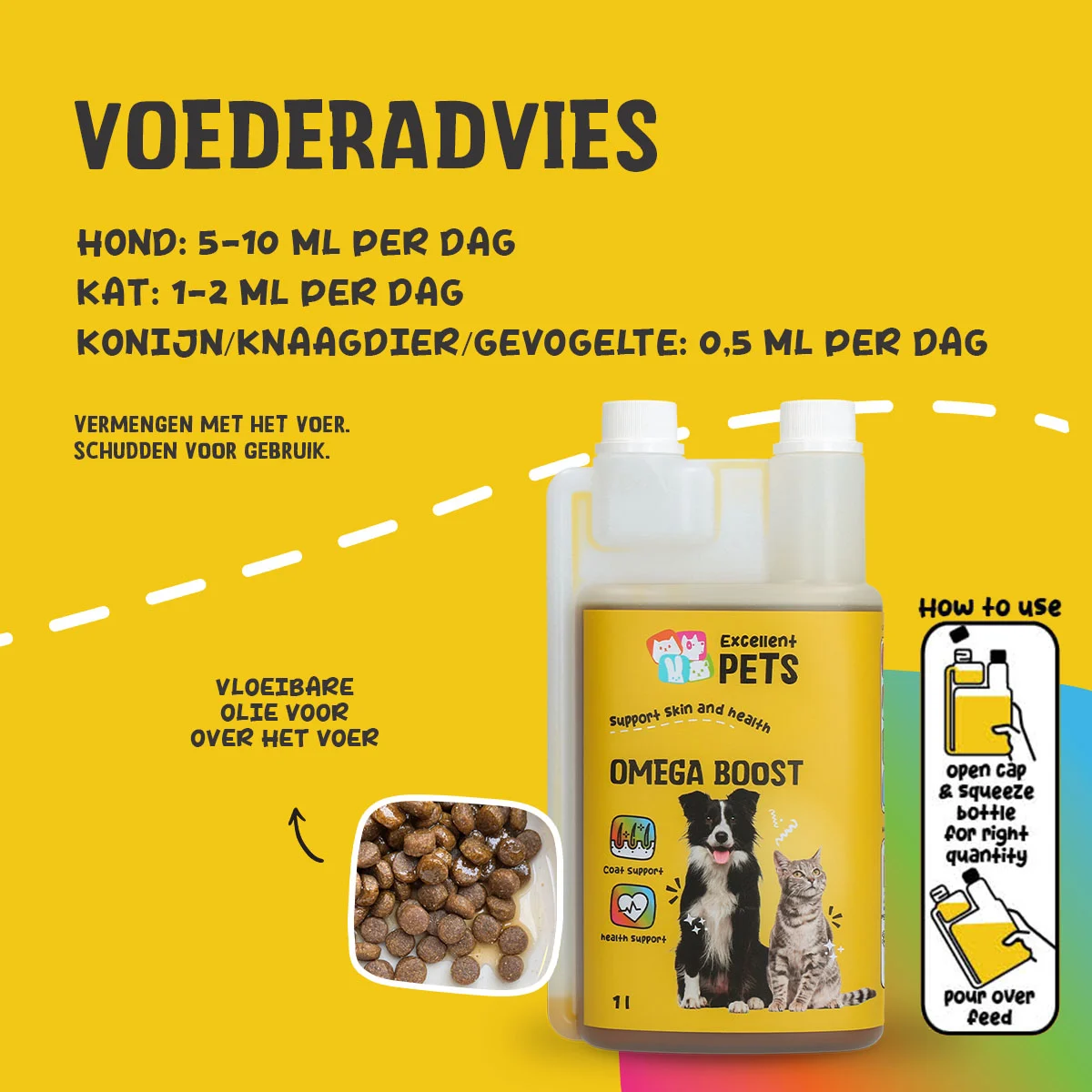 Ulei Omega pentru câini cu uleiuri vegetale, 1 l – Excellent Pets Omega Boost - imagine 2