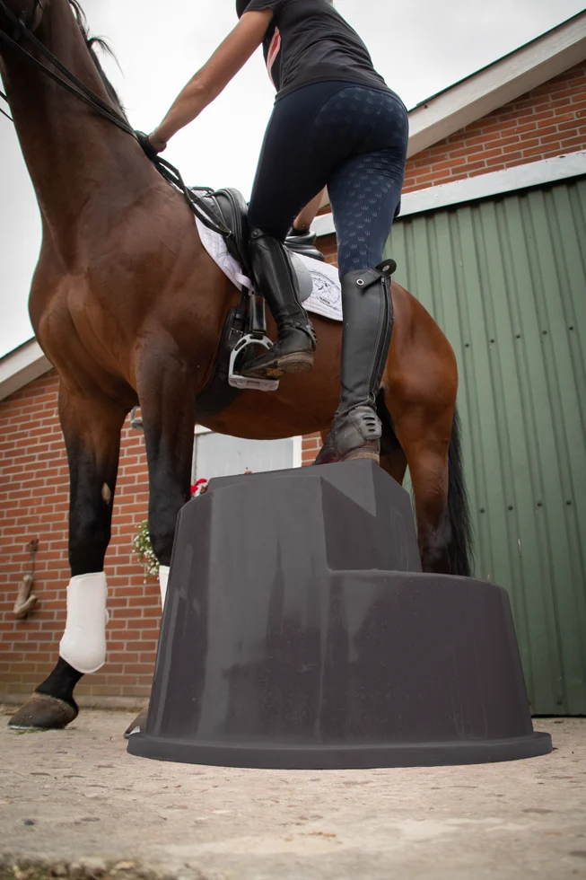 Scăunel de încălecat cu 3 trepte antiderapante, negru, 53 cm – Excellent Horse - imagine 3