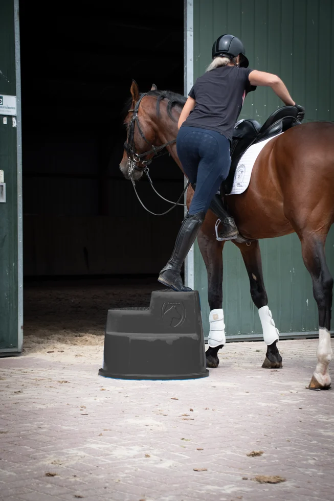 Scăunel de încălecat cu 3 trepte antiderapante, negru, 53 cm – Excellent Horse - imagine 4