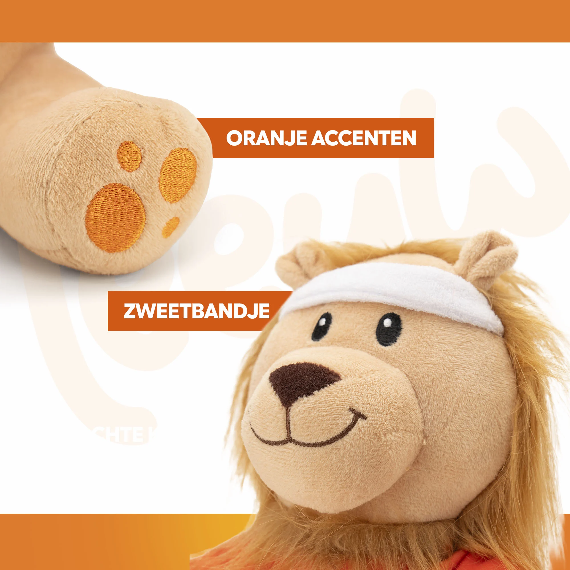 Jucărie de pluș pentru câini, leu, portocaliu, 28 cm – Holland Oranje Leeuw M - imagine 3