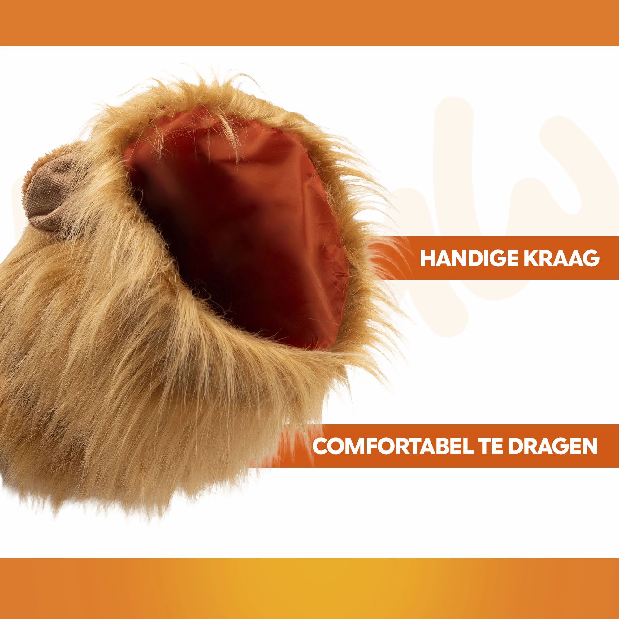 Coamă de leu pentru câini, portocalie L – Coamă decorativă portocalie Holland - imagine 3