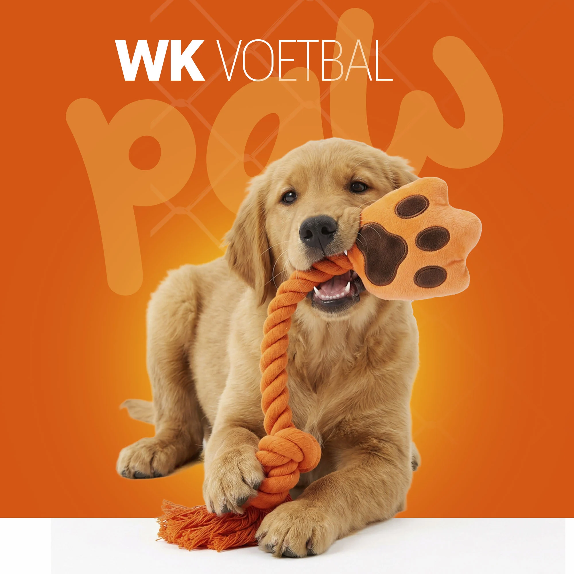 Jucărie de tras pentru câini, în formă de mână, cu frânghie din bumbac și piuitor – Holland Oranje High Five - imagine 2
