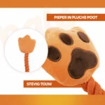 Jucărie de tras pentru câini, în formă de mână, cu frânghie din bumbac și piuitor – Holland Oranje High Five - imagine 3