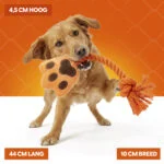 Jucărie de tras pentru câini, în formă de mână, cu frânghie din bumbac și piuitor – Holland Oranje High Five - imagine 4