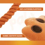 Jucărie de tras pentru câini, în formă de mână, cu frânghie din bumbac și piuitor – Holland Oranje High Five - imagine 5