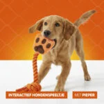 Jucărie de tras pentru câini, în formă de mână, cu frânghie din bumbac și piuitor – Holland Oranje High Five - imagine 6