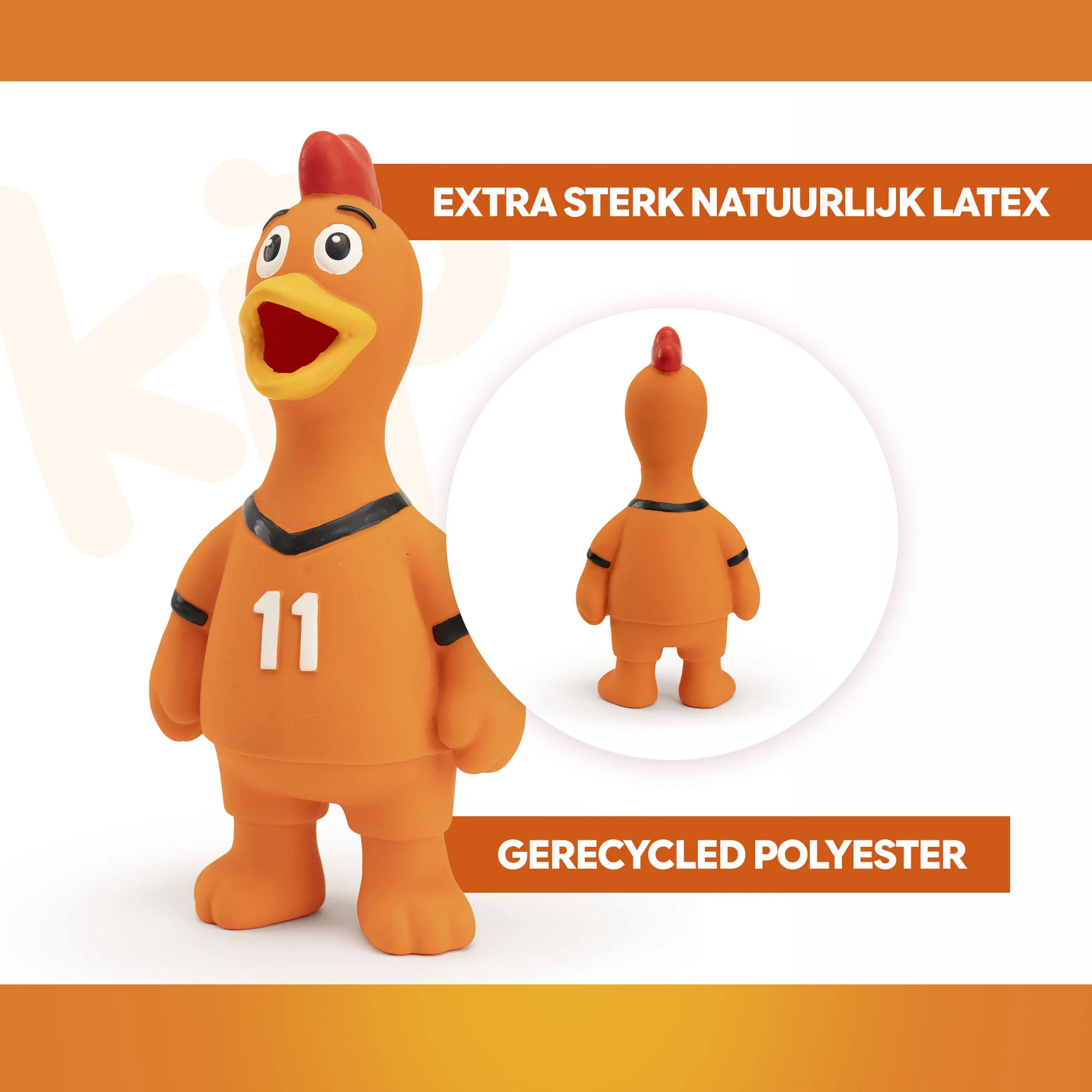 Jucărie pentru câini din latex, în formă de găină, portocalie – Găina Holland WK - imagine 3