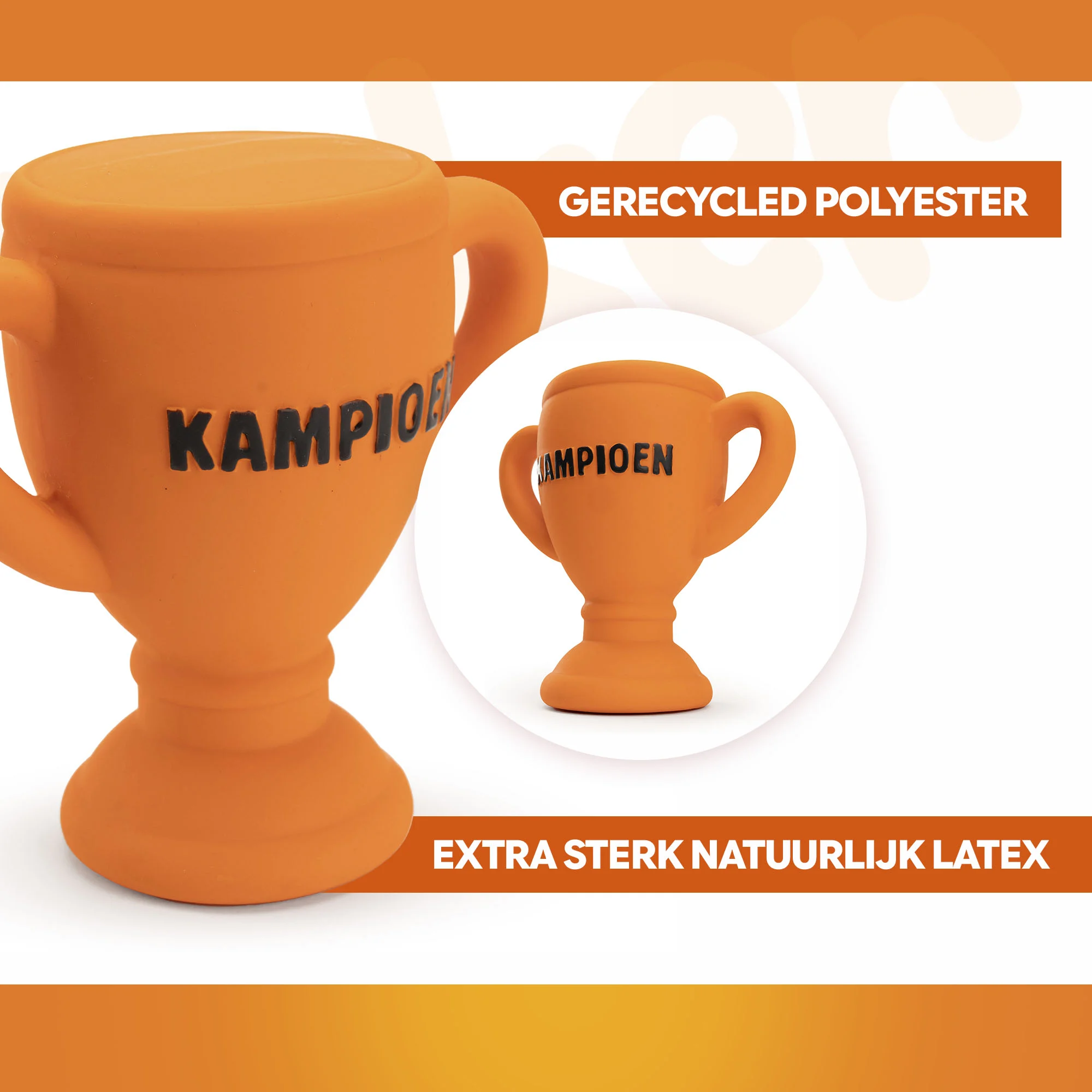 Jucărie pentru câini din latex, în formă de cupă, portocalie – Holland WK Beker - imagine 3