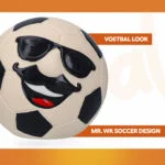 Jucărie pentru câini din latex cu chițăitoare, portocalie, L – Holland Mr. WK Soccer - imagine 3