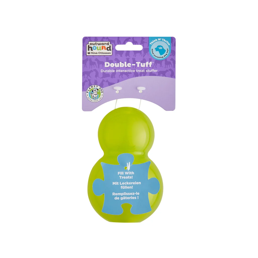 Jucărie de ros umplută, L, verde, 12 x 7,5 cm – Outward Hound (Kyjen) Double-Tuff - imagine 1