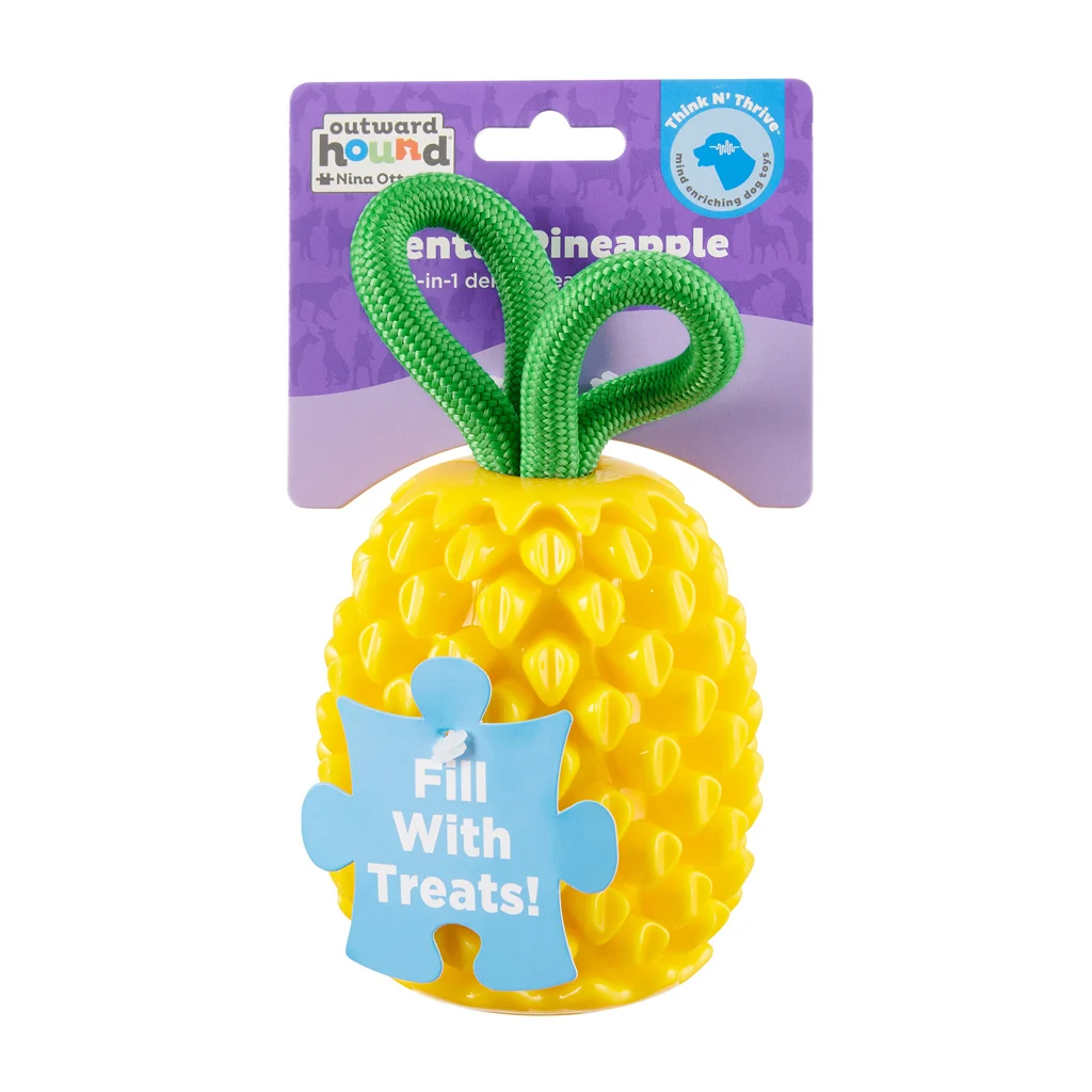 Jucărie de ros cu frânghie și aromă de fructe – Outward Hound (Kyjen) Dental Pineapple - imagine 1