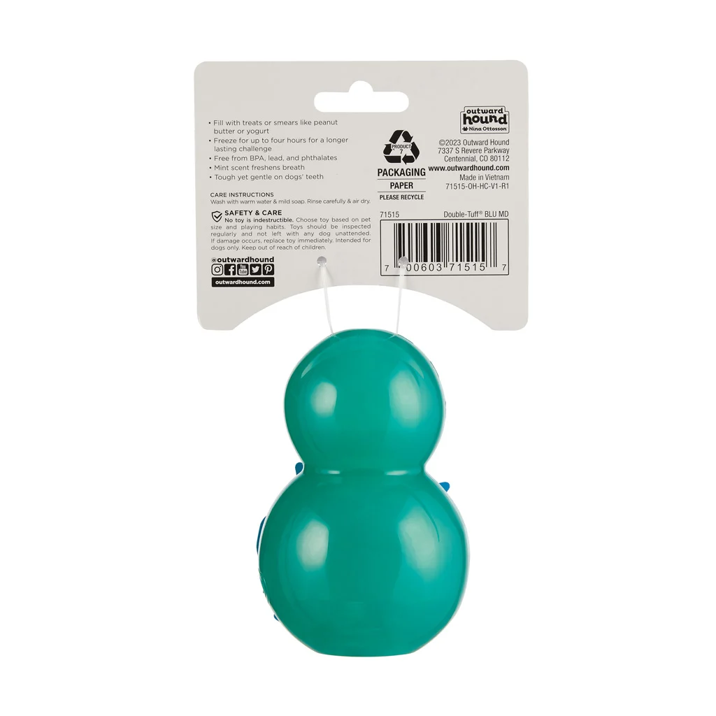 Jucărie de ros M, albastră, care poate fi umplută, 10 x 6 cm – Outward Hound (Kyjen) Double-Tuff - imagine 2