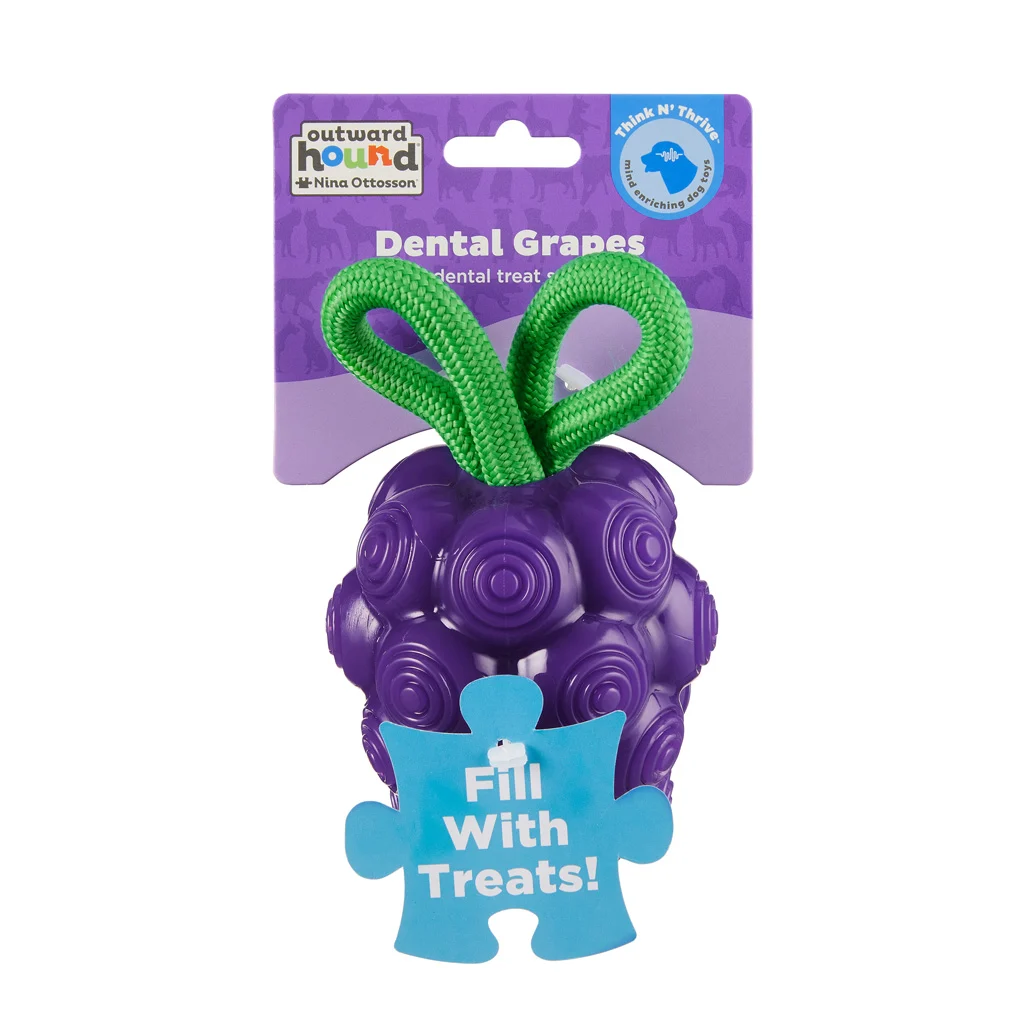Jucărie de ros cu frânghie și aromă de fructe – Outward Hound (Kyjen) Dental Grapes - imagine 1