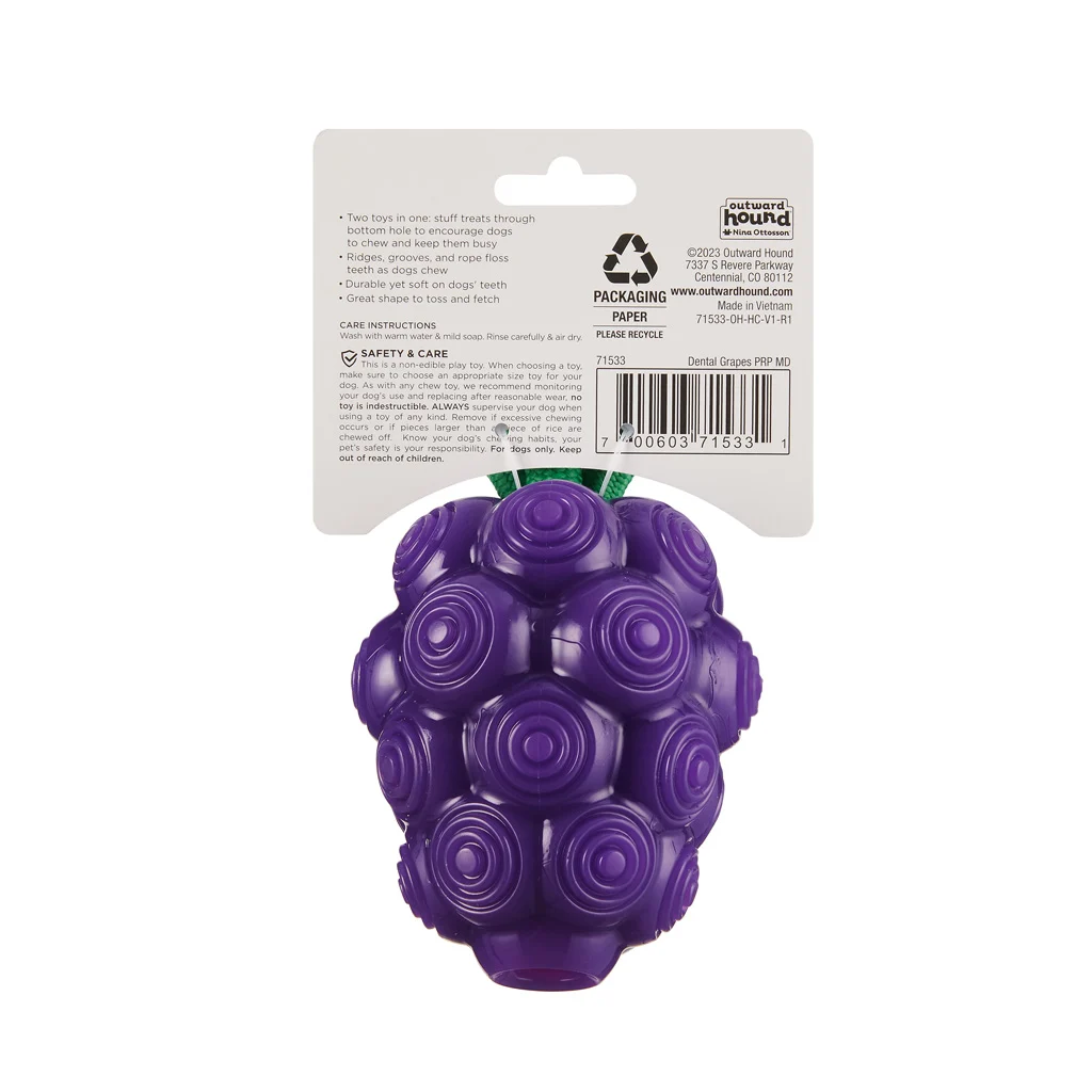 Jucărie de ros cu frânghie și aromă de fructe – Outward Hound (Kyjen) Dental Grapes - imagine 3