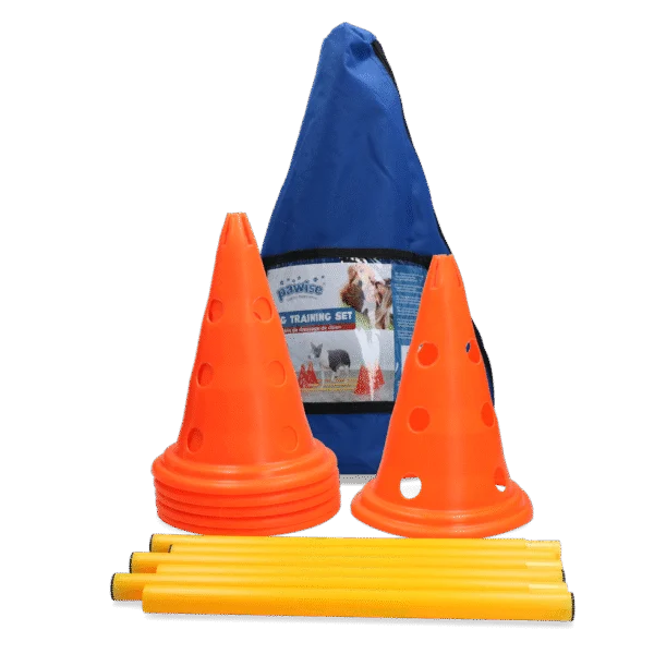 Set de agility pentru câini cu 6 conuri și 3 bare – Pawise Dog Agility Training Set