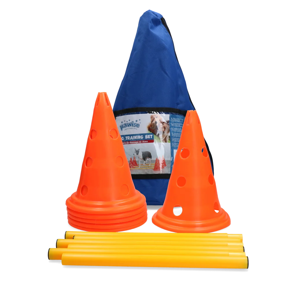 Set de agility pentru câini cu 6 conuri și 3 bare – Pawise Dog Agility Training Set - imagine 1