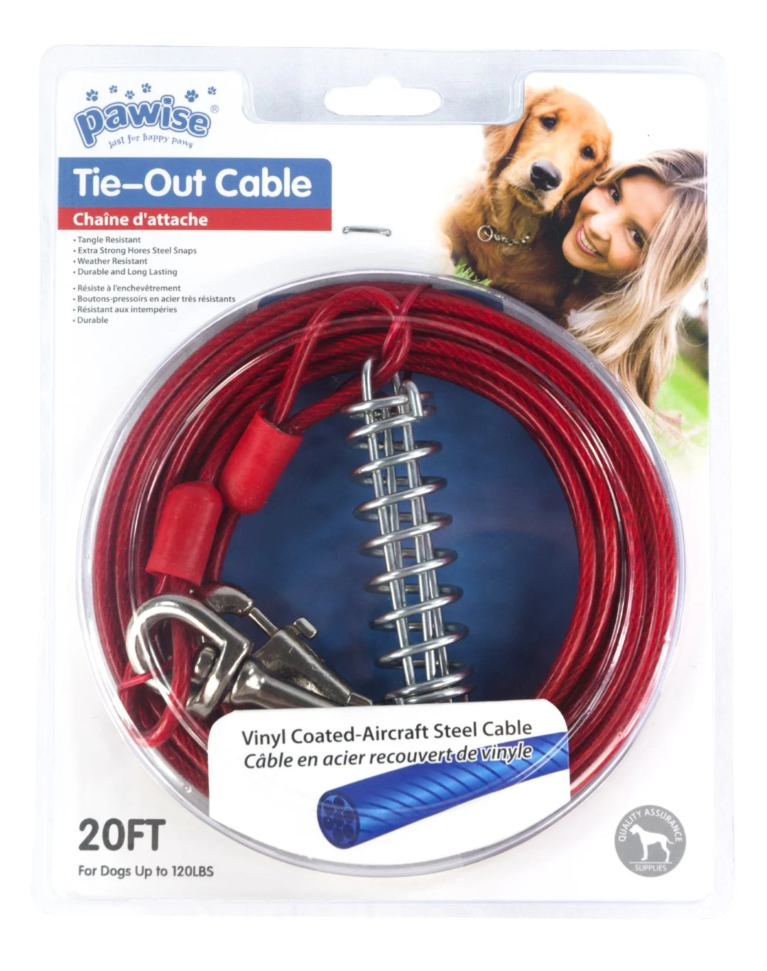 Lesă de ancorare din cablu de oțel cu înveliș de vinil, 7 m – Pawise Tie Out Heavy Duty - imagine 2