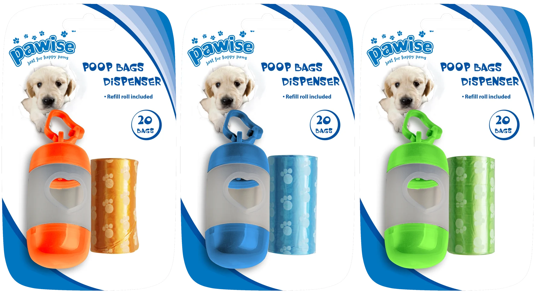 Suport pentru pungi de fecale cu 2 role a câte 20 de pungi, pentru lesă sau pantaloni – Pawise Poop Bag Dispenser - imagine 1