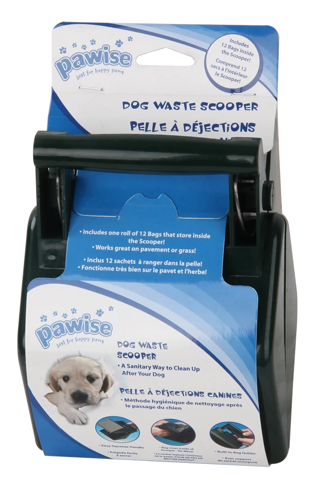 Făraș pentru dejecții canine, pentru iarbă și trotuar, cu 12 pungi, 13,6 x 19 cm – Pawise Waste Scooper - imagine 2