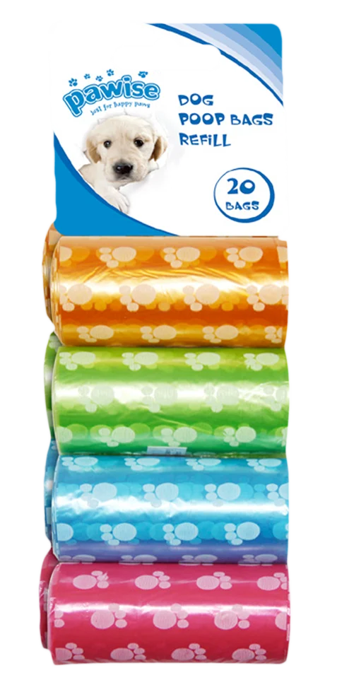Rezerve de pungi pentru dejecții canine, 8 role a câte 20 de bucăți – Pawise Refill Poop Bag 8-pack - imagine 1